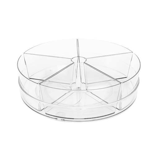 Roninkier 11 Inch Clear Lazy Susan Organizer with 5 Removable Bins