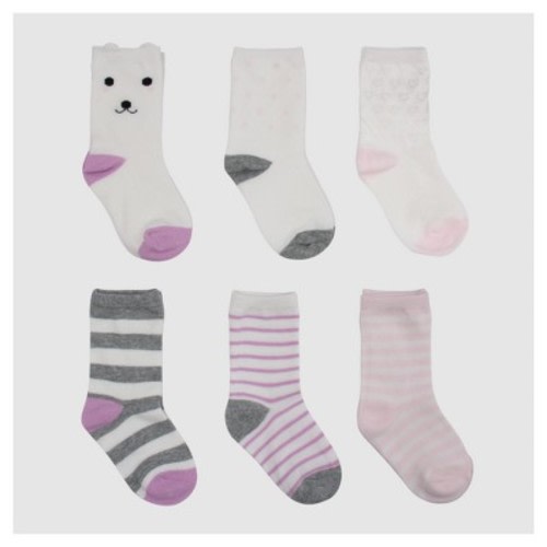 Baby Girls' 6pc Bear Dress Sock Set - Cat & Jack™ Pink, Size: 12-24M
