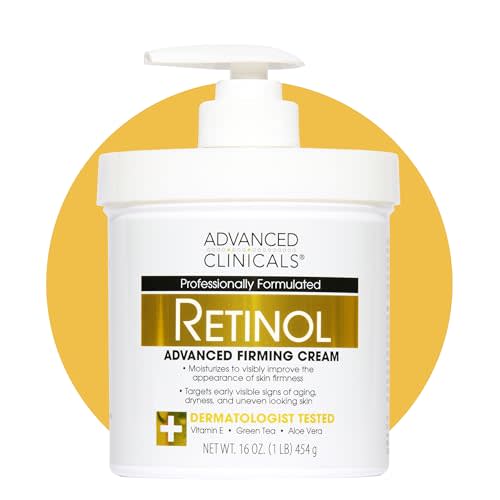 Advanced Clinicals Retinol Body Lotion & Face Moisturizer | Visible Anti Aging Skin Care Retinol Body Cream For Women & Men Targets Look Of Fine Lines, Wrinkles, & Crepe Looking Dry Skin, 16 Ounce