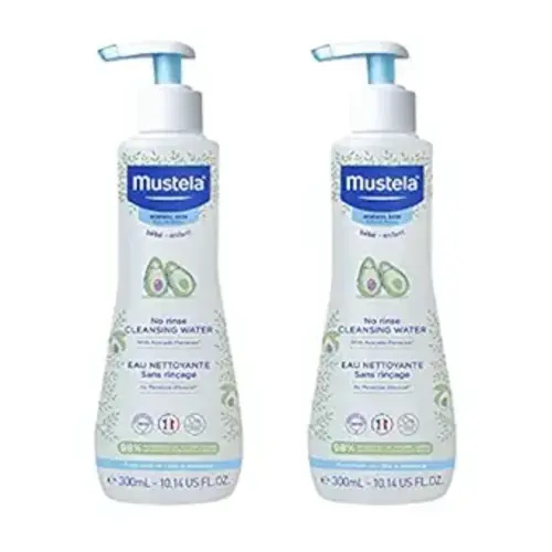 Mustela Baby Cleansing Water - No-Rinse Micellar Water - with Natural Avocado & Aloe Vera - for Baby's Face, Body & Diaper - 1 or 2-Pack - Various Sizes