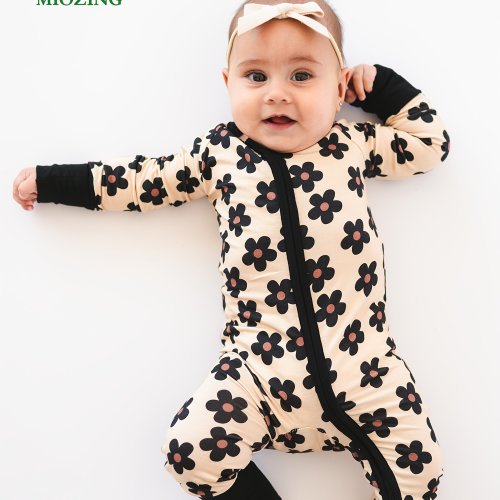 MIOZING 's Bamboo Fiber Bodysuit - Ultra-Soft Long-Sleeve Onesie with Random Flower print, Snug Fit, Machine Washable & All-Season Wear | Clothing, Perfect for Outdoor