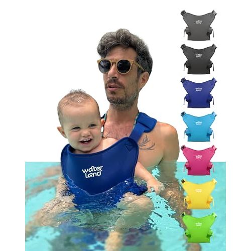WaterLand Baby Carrier - Innovative Carrier You Can Use Both in Water & Land - Waterproof Infant Chest Holder with Adjustable Straps, Lightweight Toddler Harness for Pool & Beach (IBlue)