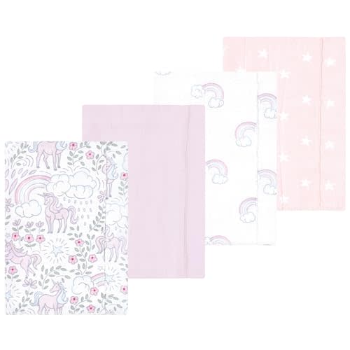 Luvable Friends Hudson Baby Flannel Burp Cloths 4pk, Magical Unicorn