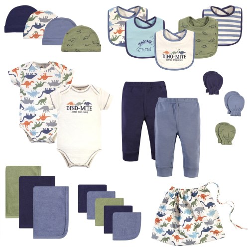 Touched by Nature Baby Boy Organic Cotton Layette Set and Giftset, Bold Dinosaurs, 0-6 Months - Bold Dinosaurs
