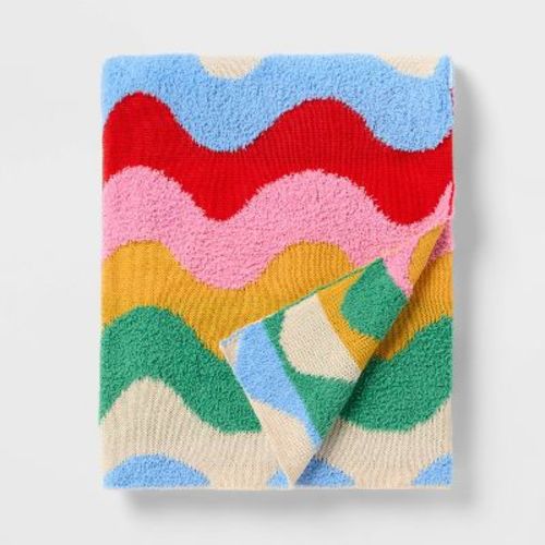 48"x58" Holiday Wavy Striped Knit Kids' Throw Blanket - Pillowfort™