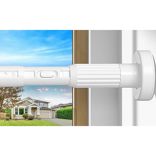 White Tension Curtain Rod 41-126In(4-10Ft), Long Outdoor Curtain Rod No Drilling for Window or Bathroom Patio, Adjustable Heavy Duty Shower Rod,Rod Diameter 1.26In-One-bond stretching