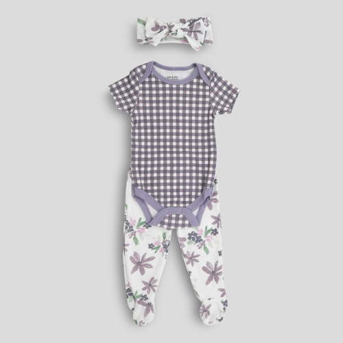 Chick Pea Baby Girl 3 PC Footed Pant Set, Sizes Newborn-9 Months