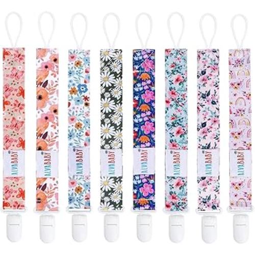 ALVABABY Pacifier Clip Binky Holder Pacifier Clips Universal Paci Clip Leash for Teether Soothie 8 Pack 8DBP02-CA