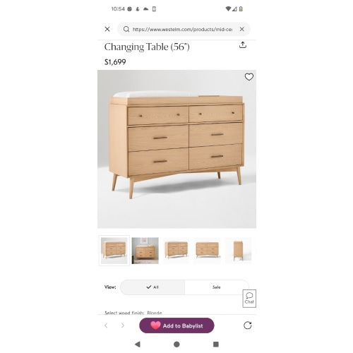 Mid-Century 6-Drawer Changing Table (56")