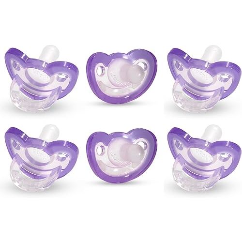 RaZbaby Jollypop Pacifier for Newborns & Up, USA Made, Natural Shaped Orthodontic Binky, Lovingly Shared in NICUs & Hospitals Worldwide, Medical-Grade 100% BPA-Free - 0-3 Months, 6 Pack - Lavender