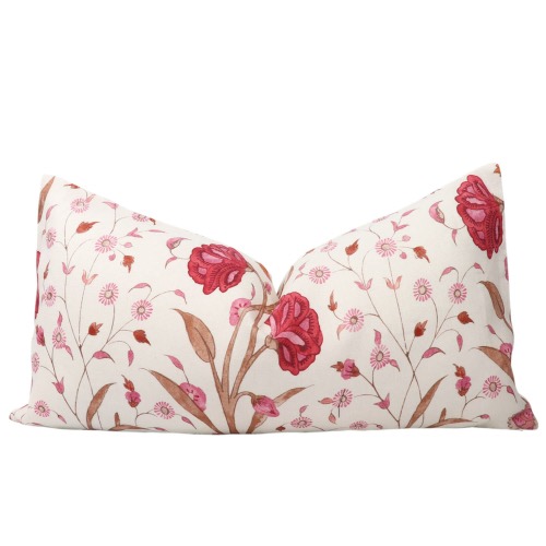 Schumacher Khilana Floral Pillow Cover in Rose | 12” x 20”
