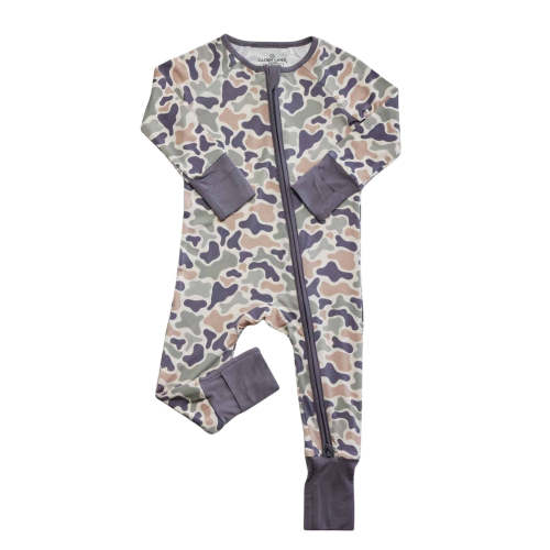 Convertible Zip Romper in Camo Cutie | Caden Lane