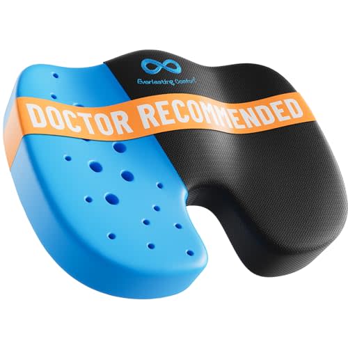 Everlasting Comfort Doctor Recommended Memory Foam Seat Cushion for Office Chairs & Car - Ergonomic Office Desk Accessories - Cushions for Tailbone Pain Relief, Sciatica & Back Support Pillow