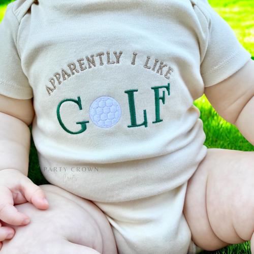Embroidered Apparently I like Golf Bodysuit • Daddy’s Golfing Buddy • Golf Baby Announcement • I love Golf Bodysuit • New to the Golf Club