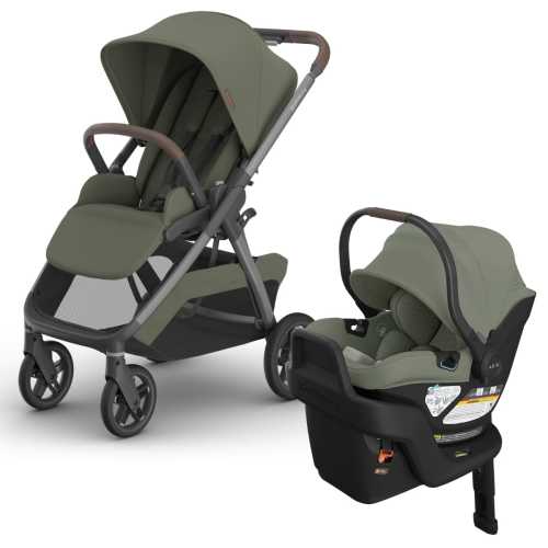 UPPAbaby Kona Stroller + Aria V2 Travel System Bundle - Evelyn Meadow Green
