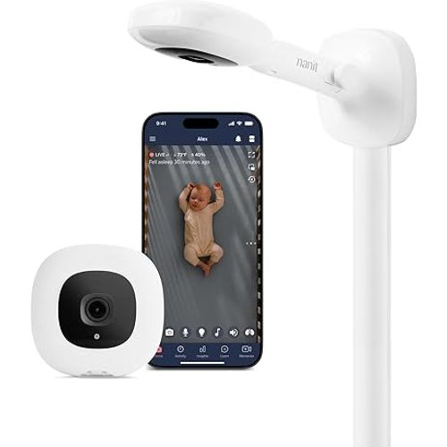 Nanit Pro Smart Baby Monitor - Camera & Wall Mount - 1080p Wi-Fi Video Camera, 2-Way Audio, See Your Baby from Anywhere, Sound/Motion/Cry Notifications, Night Vision