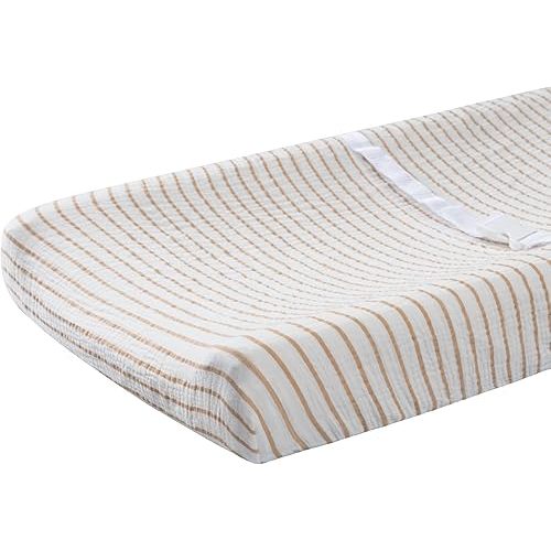 Meracorallo Muslin Changing Pad Cover, 100% Cotton Soft and Comfortable Changing Table Cover for Baby Boys and Girls, Neutral Stripe