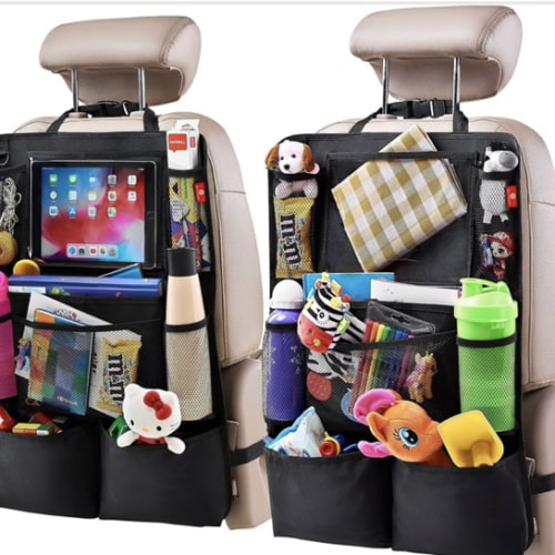 Amazon.com: Helteko Backseat Car Organizer, Kick Mats Back Seat Protector with Touch Screen Tablet Holder, Back Seat Organizer for Kids, Travel Accessories with 9 Storage Pockets 2 Pack, Black