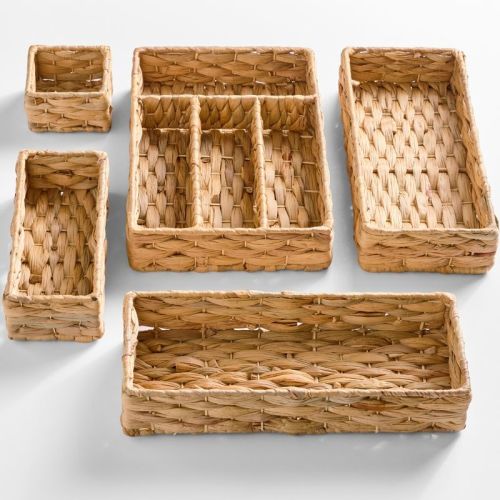 Best Choice Products 5PC Flatware Organizer Set, Woven Modular Silverware & Utensil Drawer Organizer Trays - Natural