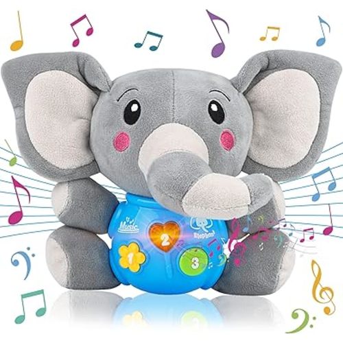 Plush Musical Baby Toys, Cute Elephant for 3-6-12 Months Boys Girls