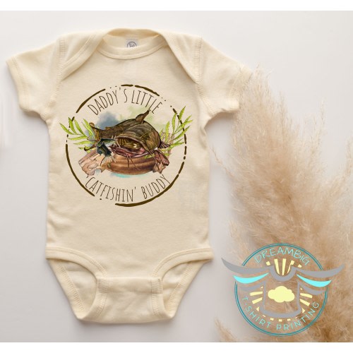 Catfish Fishing Baby Onesie® Daddy's Little Cat Fish Buddy Onesie® Fishing Onesie® Biggest Catch, Gone Fishin', Reel, Fresh Water, Natural
