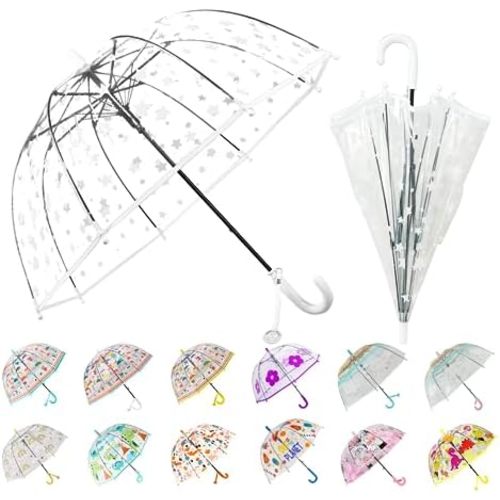 Kids Umbrella for Girls & Boys Toddler Childrens Clear Bubble Umbrella for Kids Small Durable Kids Umbrellas for Rain Outdoor