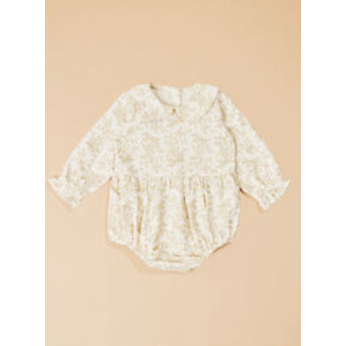 Hettie Collared Long Sleeve Bubble in Ivory & Khaki | Tullabee