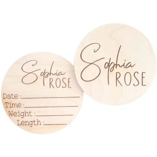 Personalized Newborn Announcement Sign for Hospital - Single/Double Sided - Wooden Birth Announcement Sign - Name Baby Announcement Sign Customized Gender Neutral