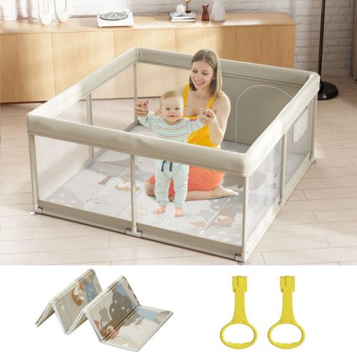 Fodoss Baby Playpen with Mat ，47 x 47 In Playpen for Babies and Toddlers, Indoor & Outdoor Activity Center, Safety Baby Fence