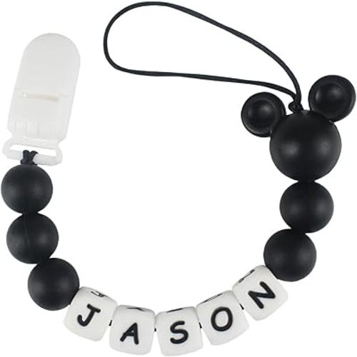 Personalized Pacifier Clip with Name, Customized Pacifier Clip with Name for Baby, Pacifier Holder with Cute Mouse Head