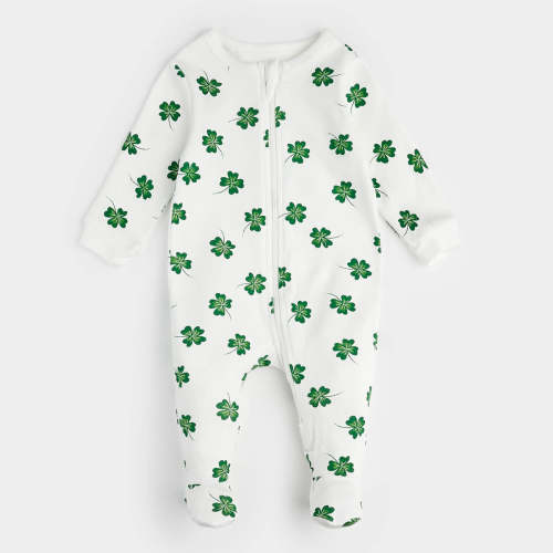 Baby Clover Print Footed Sleeper – Organic Cotton | Petit Lem – Jenni Kidz