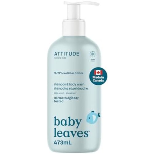 ATTITUDE Baby Shampoo, Body Wash & Soap 2-in-1, Good Night, 473 mL