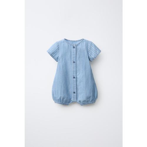 STRIPED ROMPER - Mid-blue | ZARA United States