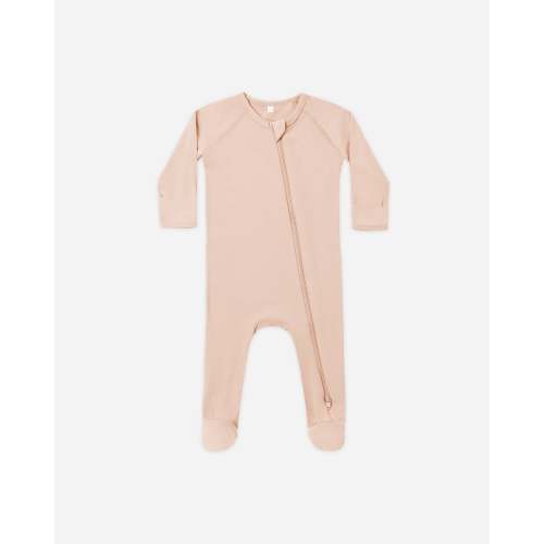 Bamboo Zip Footie Dusty Rose – Quincy Mae