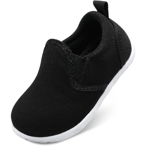 FEETCITY Unisex Baby Shoes Boys Girls Sneakers Infant Slip On First Walking Shoes Toddler Casual Star Sneaker Crib Shoes - 6-12 Months Infant - Black