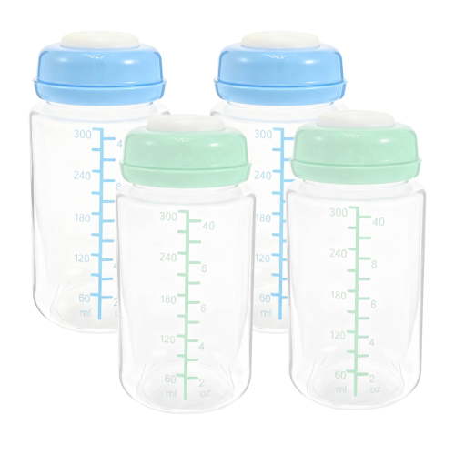 LINFANG 4Pcs 10oz Breastmilk Storage Bottle for 22oz Cooler Breast Milk Collection Bottles for Fridge, Wide Neck Pump Bottles Containers for Travel Breastfeeding