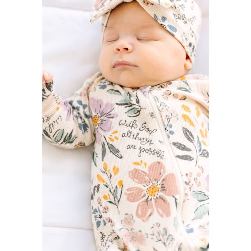 All Things Are Possible Footed Onesie PJ Ribbed Cotton-Bamboo Blend – Holy Pals