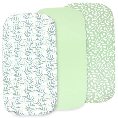 3 Pack Bedside Sleeper Bassinet Fitted Sheets, Organic Cotton, 33x20x4 Inches, Compatible with Pads Size Between 17-21 in Width, 29-33 in Length, and 1.5-4 in Thick