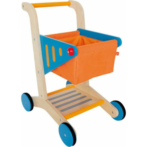 Wooden Shopping Cart in Orange & Blue | Maisonette