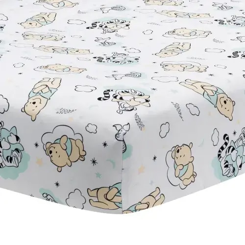 Disney Baby Winnie the Pooh Hugs White Fitted Crib Sheet – Lambs & Ivy