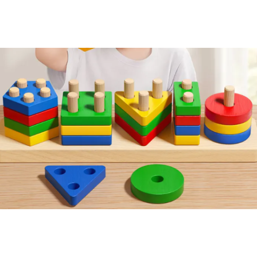 NIKO Early Educational Wooden Puzzle Toys Kids Shape Color Sorting Stacking Building Blocks Toy Montessori Toys