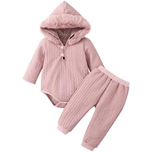 Baby Clothing Sets Girls Hooded Long Sleeve Romper and Pants Outfit