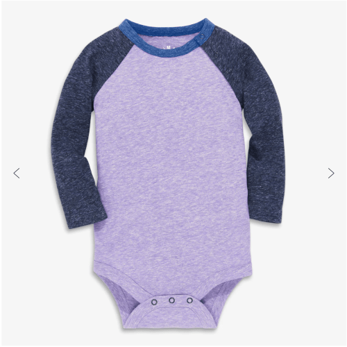 Long sleeve heathered baseball babysuit | Primary.com