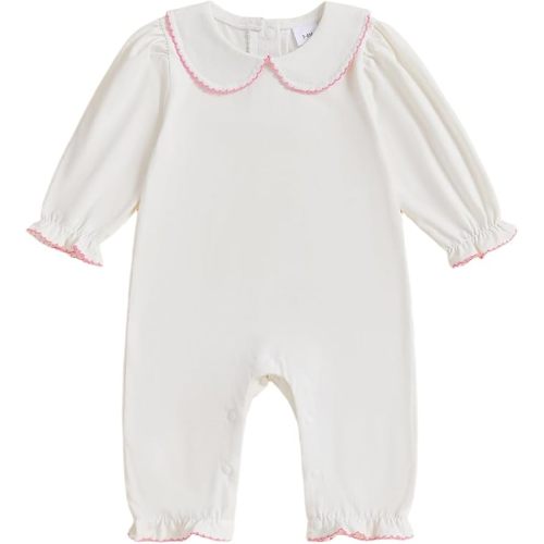 Merqwadd Baby Coming Home Outfit Boy Girl Cotton Long Sleeve Romper Jumpsuit Plain One-Piece Clothes