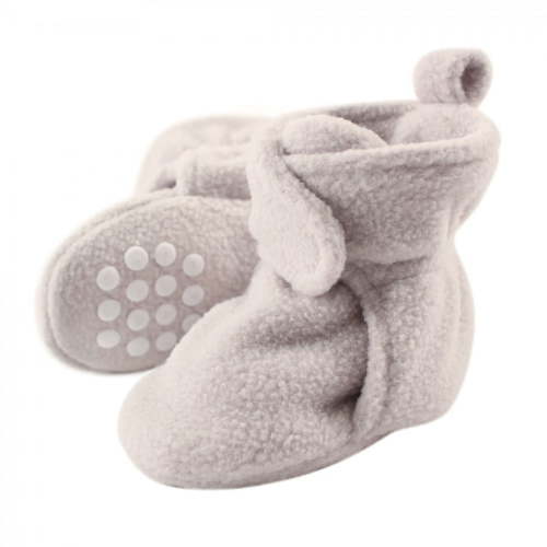 Luvable Friends Baby and Toddler Cozy Fleece Booties, Gray, 0-6 Months