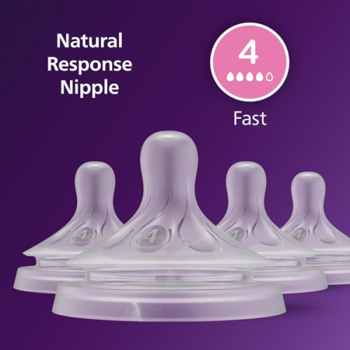 Philips Avent Natural Response Nipples, Fast Flow (Flow 4), 4-Pack, SCY964/04