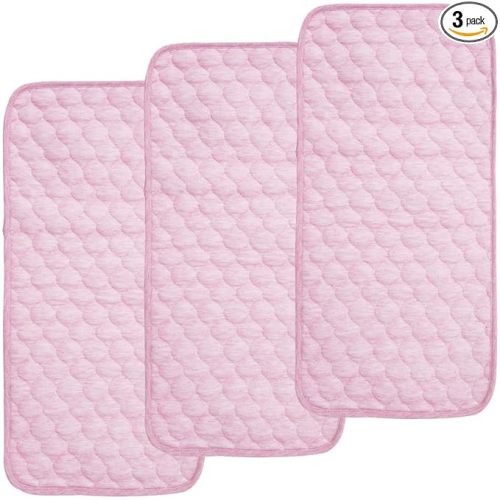 BlueSnail Quilted Thicker Waterproof Changing Pad Liners,3 Count(Pink 13” x 27”)