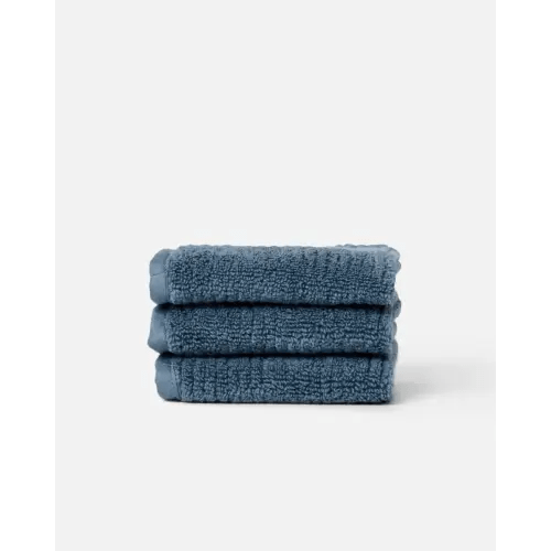 Lalo Ribbed Washcloth - Slate Blue - 3 Pack