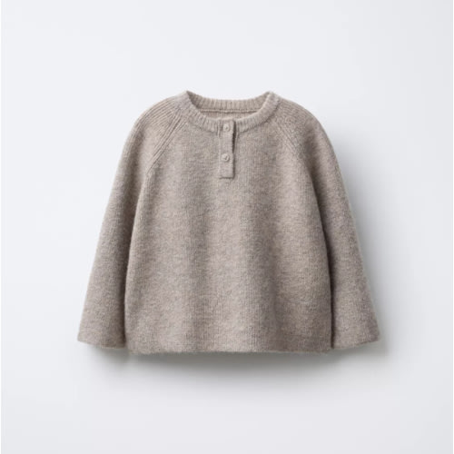 KNIT HENLEY JUMPER - Light beige | ZARA United States