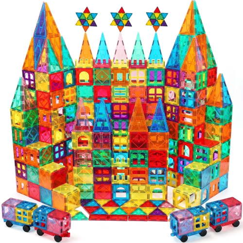 120pcs Magnetic Tiles for Kids,Educational Magnetic Building Blocks for Boys Girls, STEM Preschool Kindergarten Learning Toys